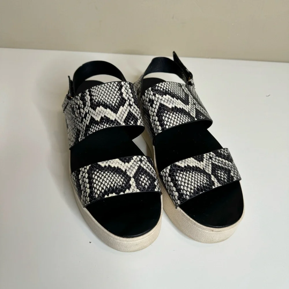 Vince Westport Wide Leather Snake Embossed Strap Platform Sanda eu 39
